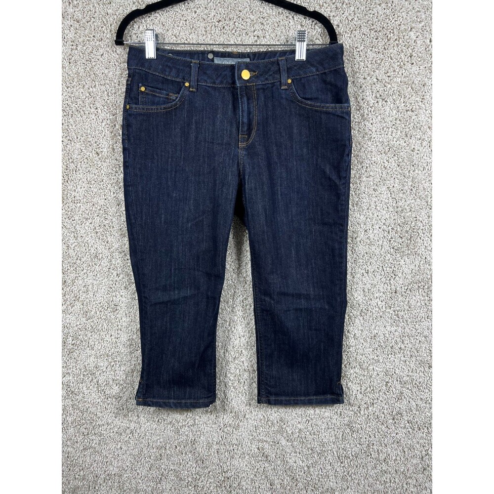 ZARA Women’s Dark Wash Capri Jeans Cropped Denim Pants Mid Rise Stretch Size 8
